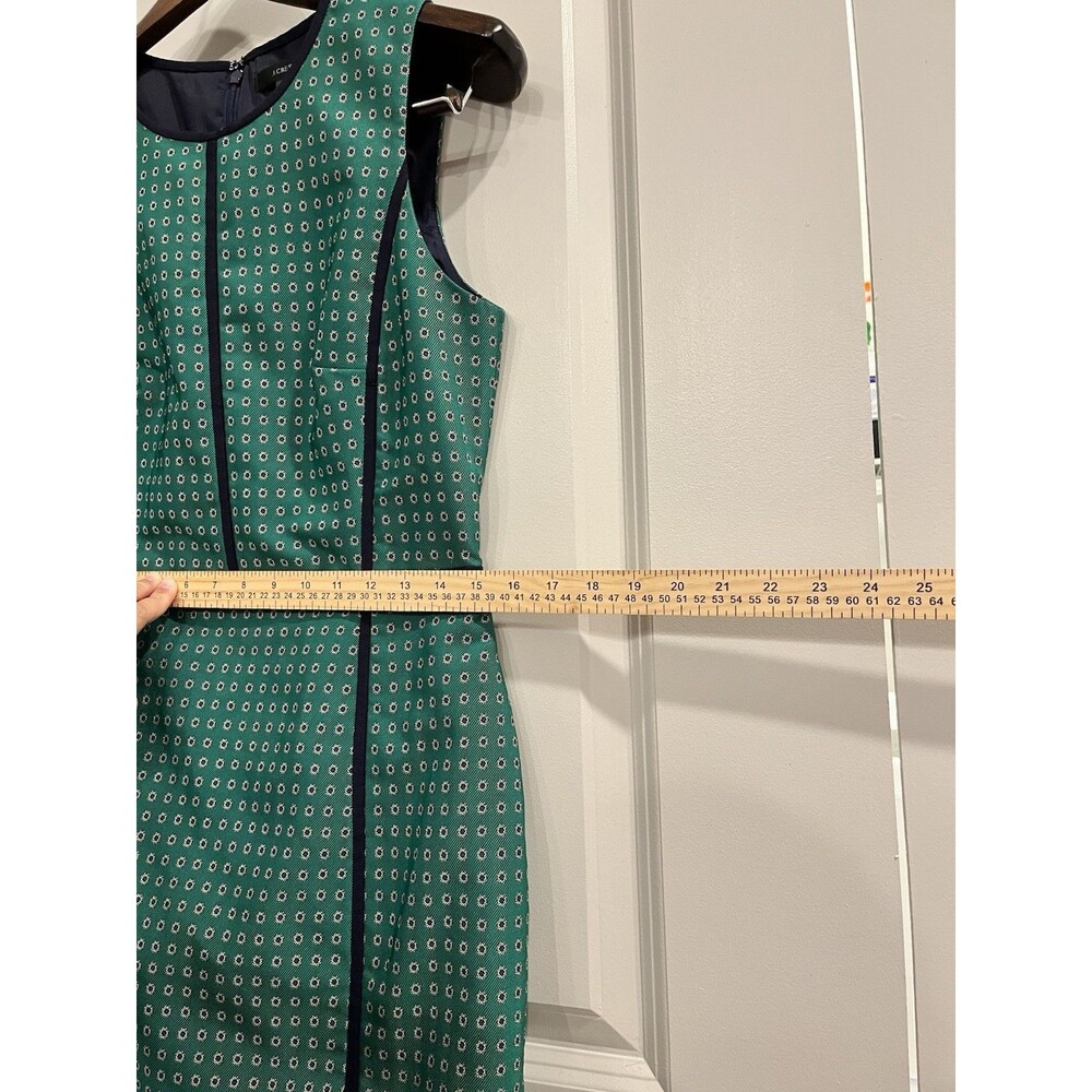 J.CREW Green/Blue Geometric Sheath Dress Pockets Lined Round Neck size 6 0069 - Picture 3 of 8